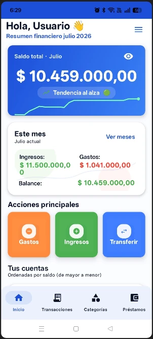 Pantalla de inicio de sesión con cuenta activa en Xpendz