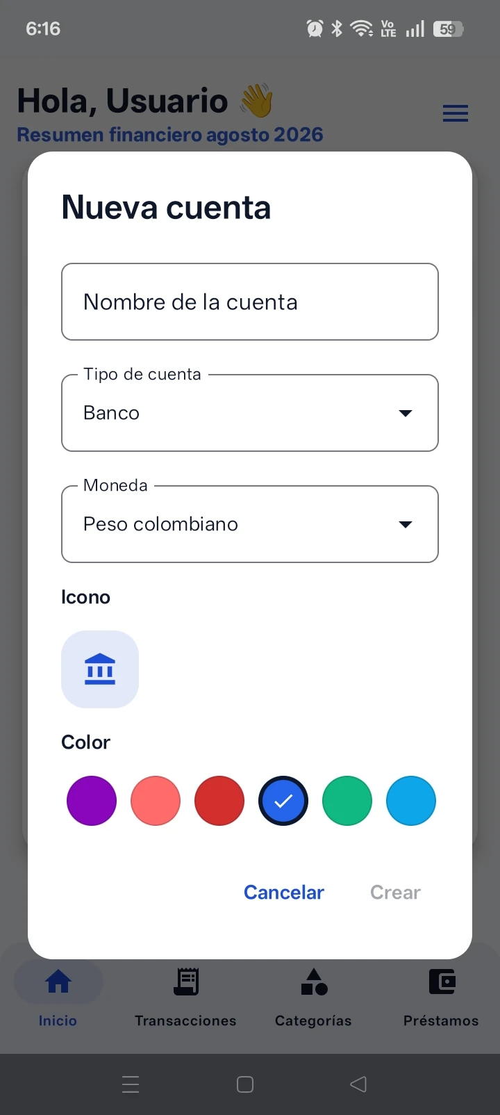 Vista de cuentas y saldos organizados dentro de Xpendz