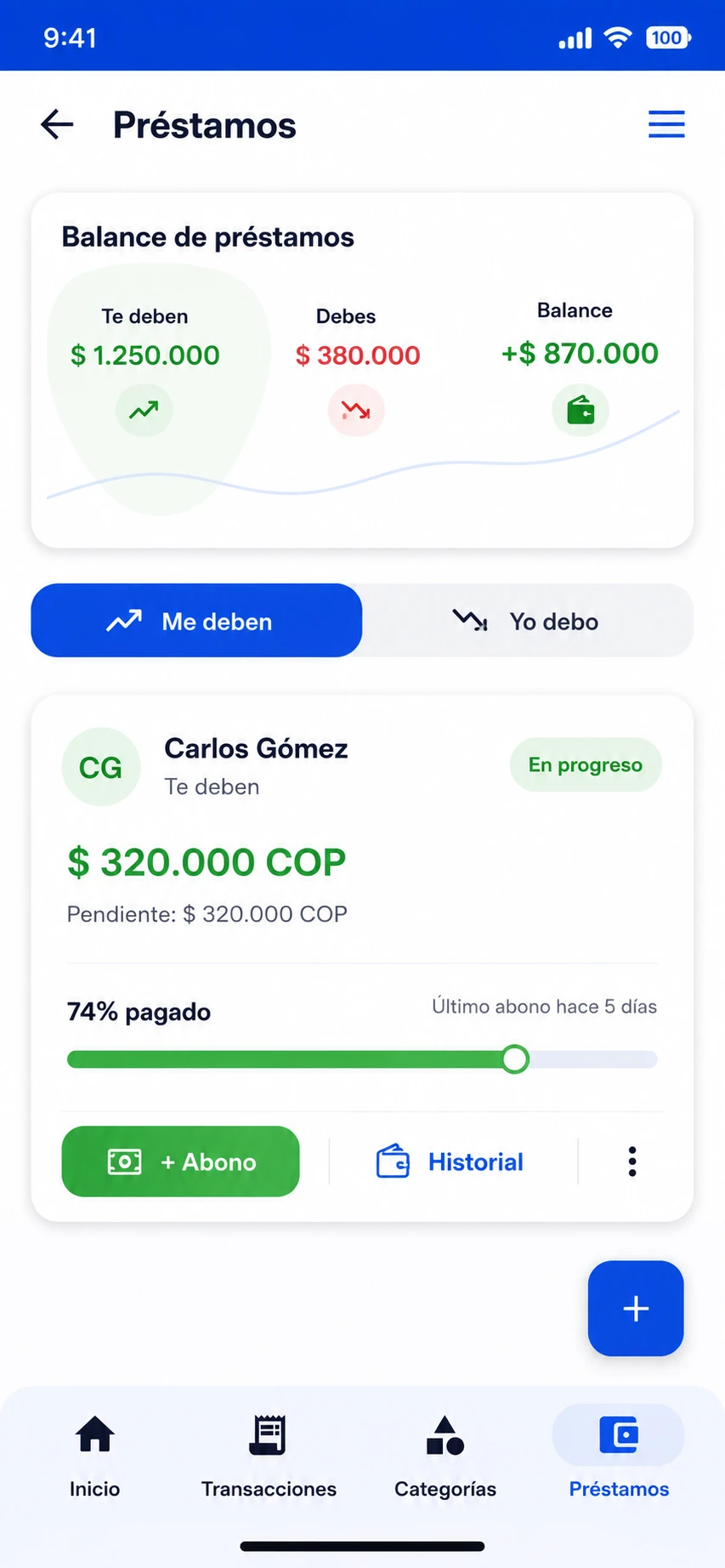 Gestión de préstamos en Xpendz